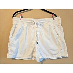 Orvis Cotton Blend Shorts Womens size L White Drawstring Stretch Waist Pockets